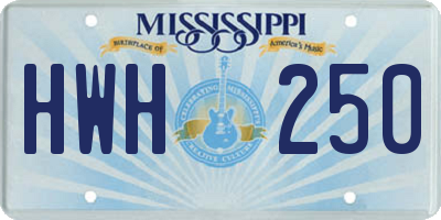 MS license plate HWH250