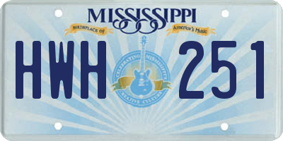 MS license plate HWH251