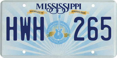 MS license plate HWH265