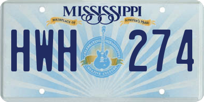 MS license plate HWH274