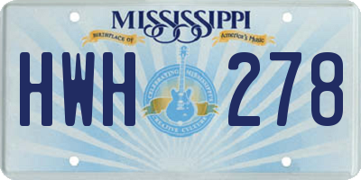 MS license plate HWH278