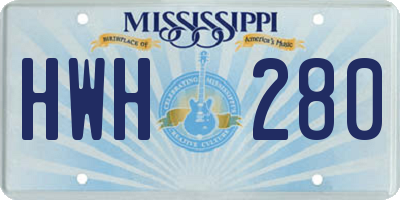MS license plate HWH280