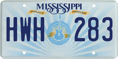 MS license plate HWH283