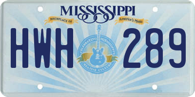 MS license plate HWH289
