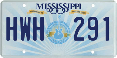MS license plate HWH291
