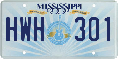MS license plate HWH301