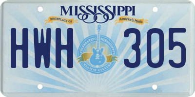MS license plate HWH305