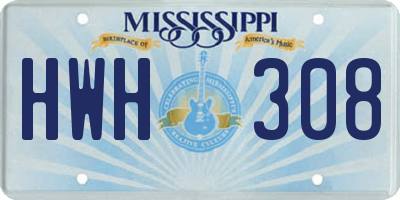 MS license plate HWH308