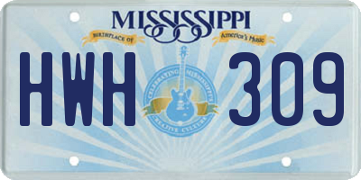 MS license plate HWH309
