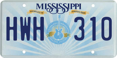 MS license plate HWH310
