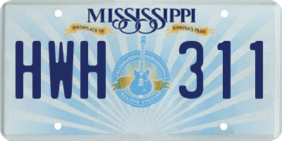 MS license plate HWH311