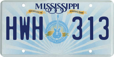 MS license plate HWH313