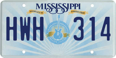 MS license plate HWH314
