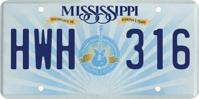 MS license plate HWH316