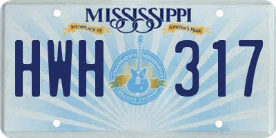 MS license plate HWH317