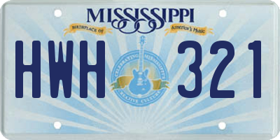 MS license plate HWH321