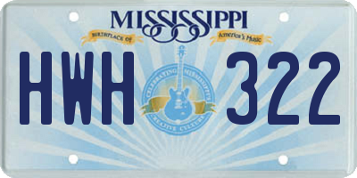 MS license plate HWH322