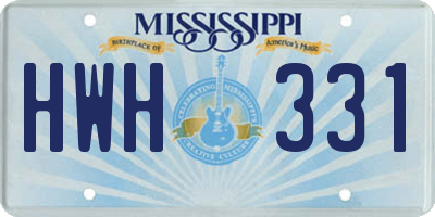 MS license plate HWH331