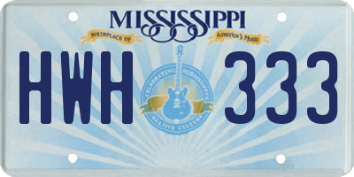 MS license plate HWH333