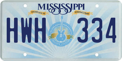 MS license plate HWH334