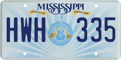 MS license plate HWH335