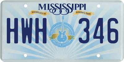 MS license plate HWH346