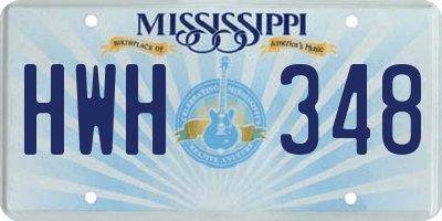 MS license plate HWH348