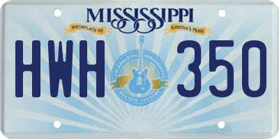 MS license plate HWH350