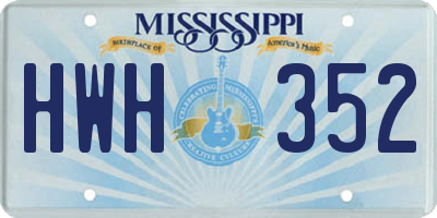 MS license plate HWH352