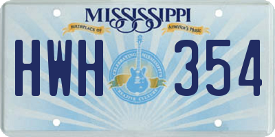 MS license plate HWH354
