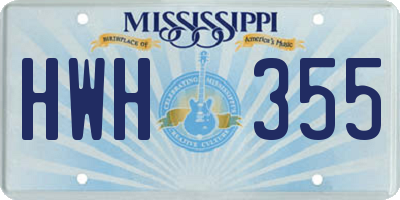MS license plate HWH355