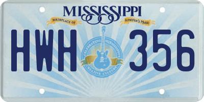 MS license plate HWH356