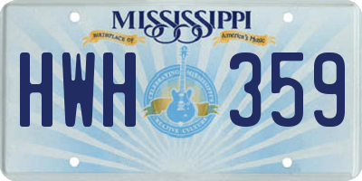 MS license plate HWH359