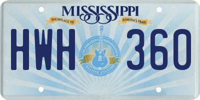 MS license plate HWH360