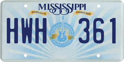 MS license plate HWH361