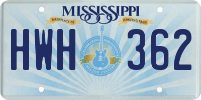 MS license plate HWH362