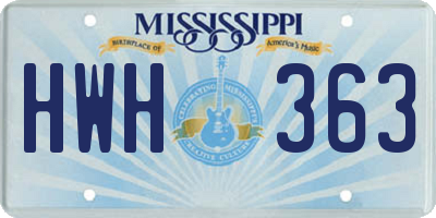 MS license plate HWH363