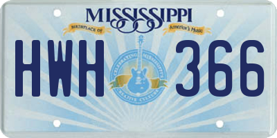 MS license plate HWH366