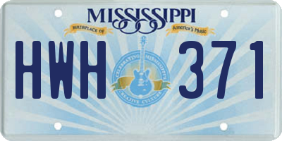 MS license plate HWH371
