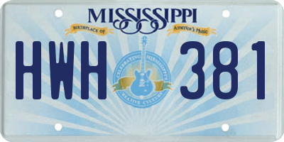 MS license plate HWH381