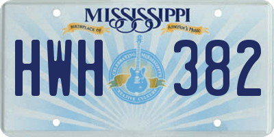 MS license plate HWH382
