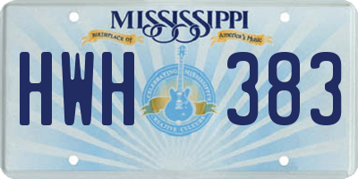 MS license plate HWH383