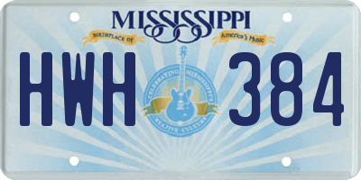 MS license plate HWH384