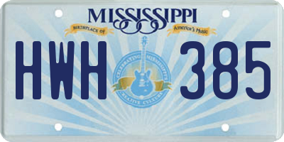 MS license plate HWH385