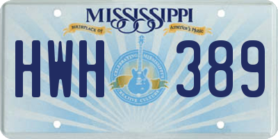 MS license plate HWH389