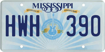 MS license plate HWH390