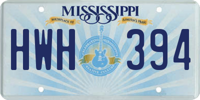 MS license plate HWH394