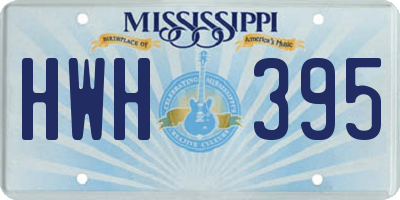 MS license plate HWH395