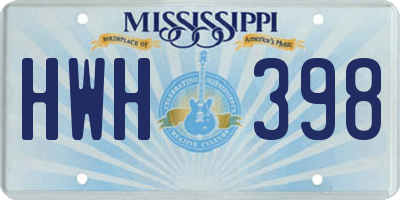 MS license plate HWH398