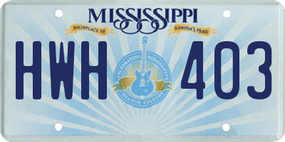 MS license plate HWH403